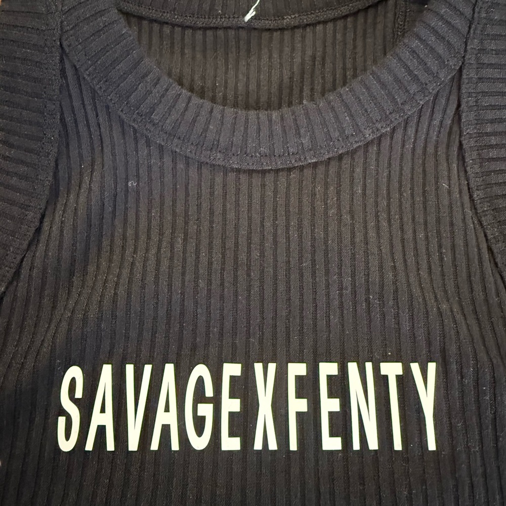 Savage X Fenty Black Ribbed Crop Tank- Small